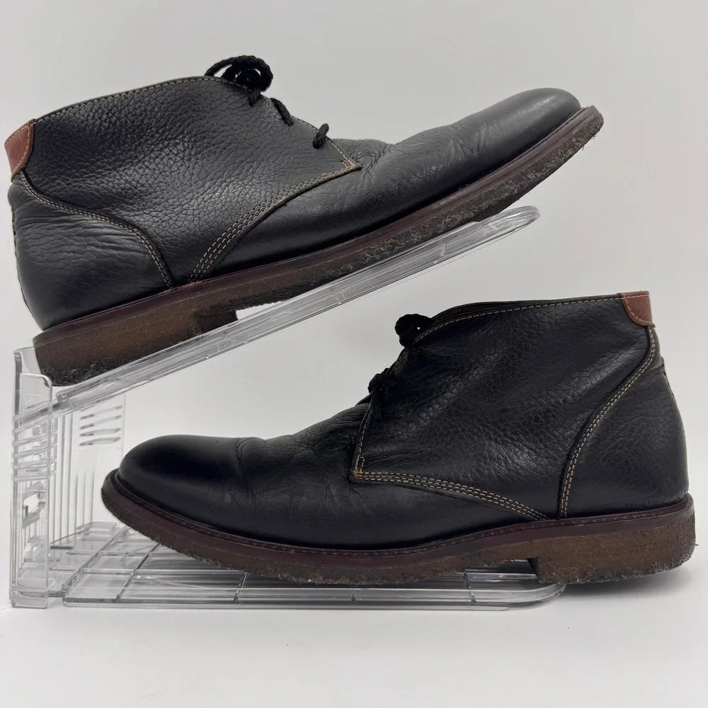 Johnston & Murphy Black Leather Copeland Chukka Boots Memory Foam Size 9M